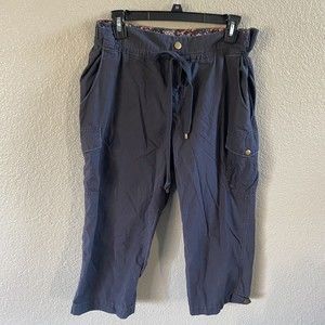 HEI HEI Cargo Cropped Pants  Anthropologie Drawstring Black cotton size 10
